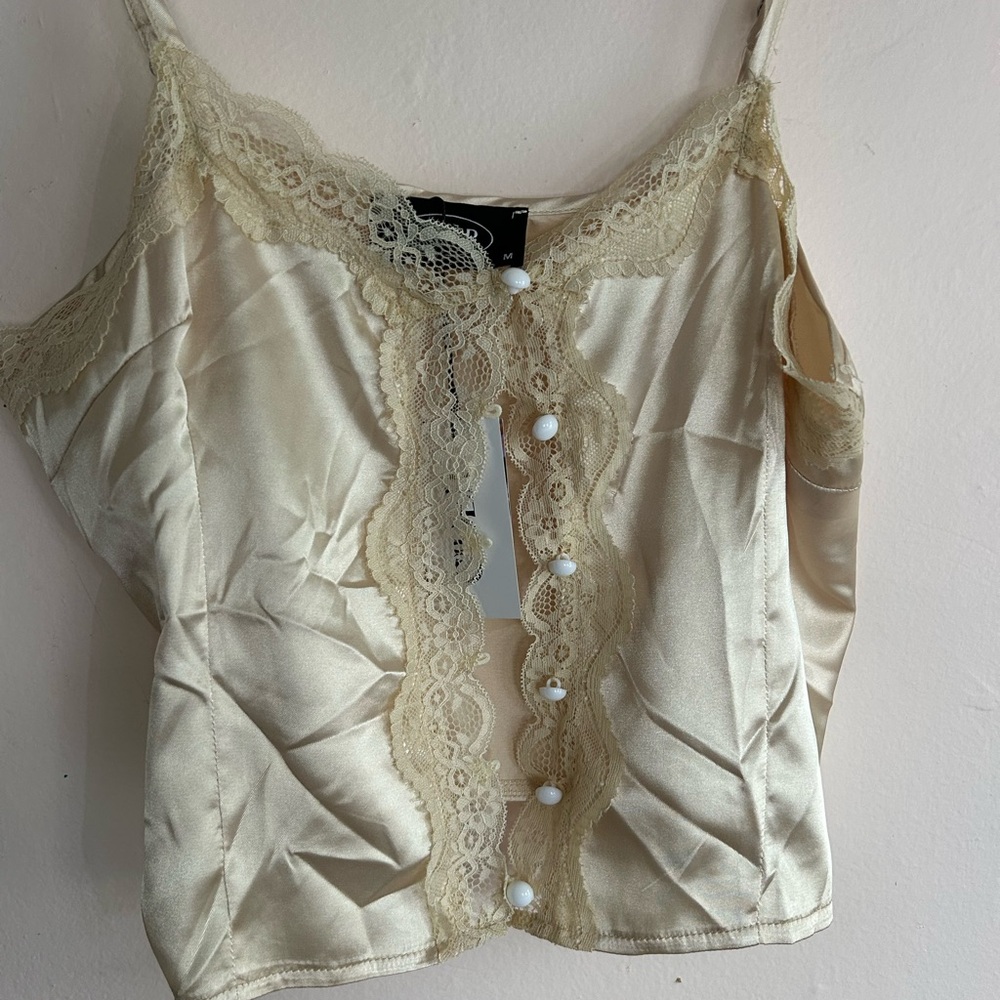 CIDER Elegant Lace Trim Satin Camisole